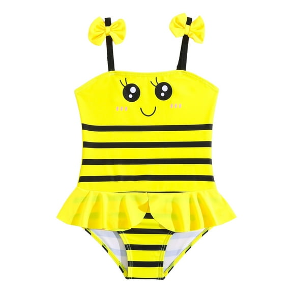 Povozer Infant Baby Swimsuit 2025 Toddler Swimsuit Girl One Piece Baby Girls Bathing Suit Swimwear UPF50  for 3-4 Years,Yellow