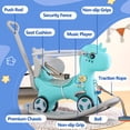 thumbnail image 3 of iYofe Rocking Horse for Toddlers Balance Bike Ride On Toys with Push Handle, Backrest and Balance Board for Baby Girl and Boy, Blue, 3 of 8