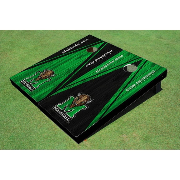 Marshall University Alternating Wood Look Triangle Cornhole Boards
