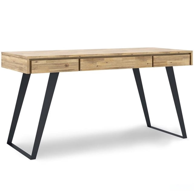 Pemberly Row Modern Solid Acacia Wood Writing Desk in Golden Wheat