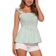 thumbnail image 4 of INSPIRAR CHIC Blusa de cuadros con peplum para mujer, cuello cuadrado, sin mangas, verano, color verde claro, talla M, 4 of 5