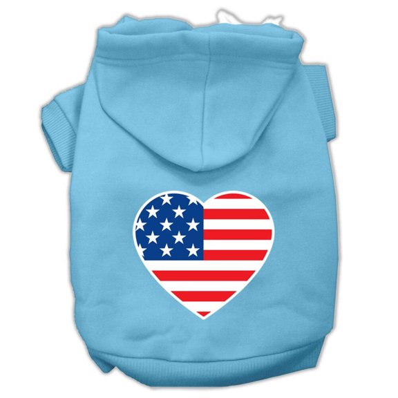 Pet Dog Cat Hoodie Screen Printed, "American Flag Heart"
