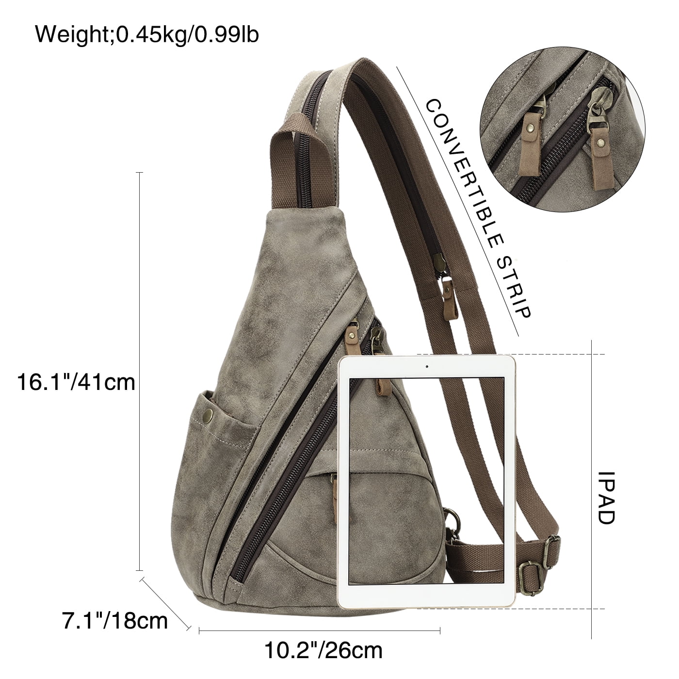 KL928 PU Leather Crossbody Backpack Sling Bag Shoulder Casual Daypack Rucksack for Men Women