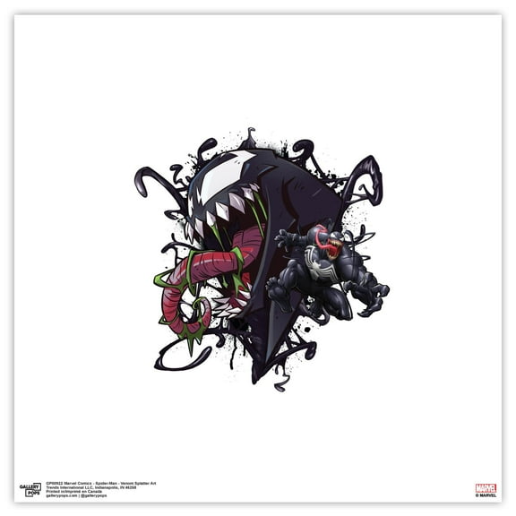 Gallery Pops Marvel Comics Spider-Man - Venom Splatter Art Wall Art, Unframed Version, 12" x 12"