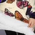 thumbnail image 3 of Oversized Wearable Blanket Hoodie,Butterfly Colorful Wing Pattern Sherpa Blanket Hoodie with Super Pockets,Super Warm Fuzzy Pullover for Women & Men, 3 of 6