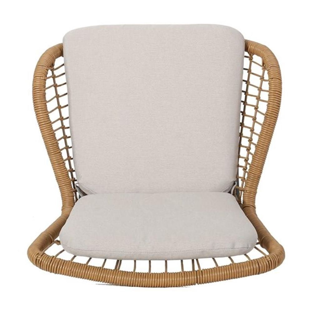 Noble House Pabrico Outdoor Metal and Wicker Club Chair - Brown/Beige (Set of 2)