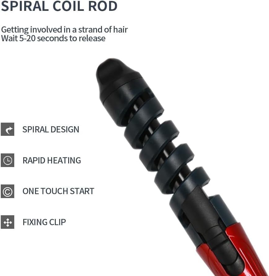 Automatic Hair Curling Iron, The Ceramic Body conducts Heat to Effectively Protect The Hair. It can be Set in Ten Seconds After Winding The Hair, Suitable for Daily Styling - Red