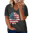 thumbnail image 5 of DEXIO Plus Size Women American Flag Shirt 4th of July Patriotic V Neck T Shirts American Flag Sunflower Graphic Tee Tops,5X, 5 of 6