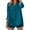 Blue, variant on ManxiVoo Women's Ruffled V Neck Blouse Long Sleeve Loose Fit Patchwork Solid Color Button Down Shirt Elegant Casual Tops L Size Blue