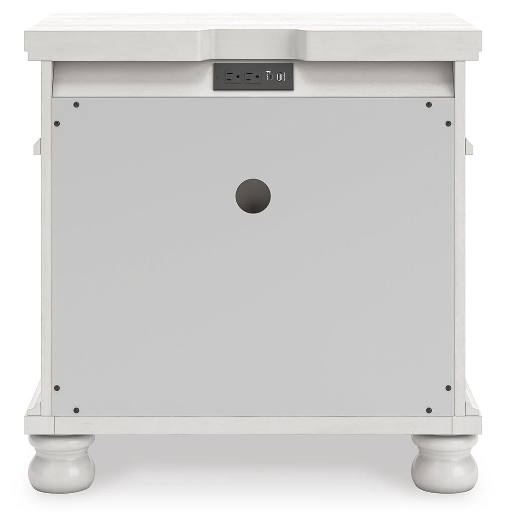 Signature Design by Ashley Greddinton 3-Drawer Nightstand with USB Ports and Outlets, Antique White