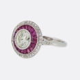 thumbnail image 2 of Women's Pink Ruby Diamond Engagement Ring, Double Halo Diamond Promise Ring, Milgrain Bezel Set Wedding Ring, 2.4 Ct Simulated Diamond, 925 Sterling Silver, July Birthstone Ring, 2 of 3