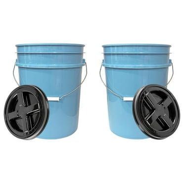 Echoworld 5 Gallon Food Grade BPA Bucket Pail with Black air-Tight Screw on Lid (Pack of 2)