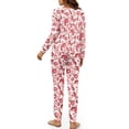 thumbnail image 3 of FOR U DESIGNS Pink Strawberry Pjs Sets for Women Long Sleeve and Pants Set of 2 Size M Drawstring Sleepwear Long Crewneck Tops Nightwear Conmfortable for Women, 3 of 6