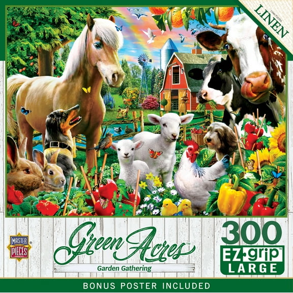 MasterPieces 300 Piece EZ Grip Jigsaw Puzzle - Garden Gathering - 18"x24"