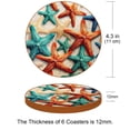 thumbnail image 3 of Starfish Set of 6 Round Microfiber Leather Coasters, 11x11 cm/4.3x4.3 inch Drink Coasters for Table Home Decor, 3 of 6
