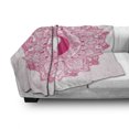 thumbnail image 3 of Ying Yang Soft Flannel Fleece Throw Blanket, Traditional Yin Yang with Tao Mandala Pattern Floral Style Design, Cozy Plush for Indoor and Outdoor Use, 70" x 90", Pink, by Ambesonne, 3 of 6