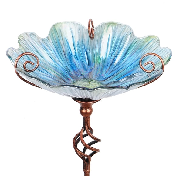Comedero para pájaros de cristal MUMTOP de 79 cm de altura con soporte de metal