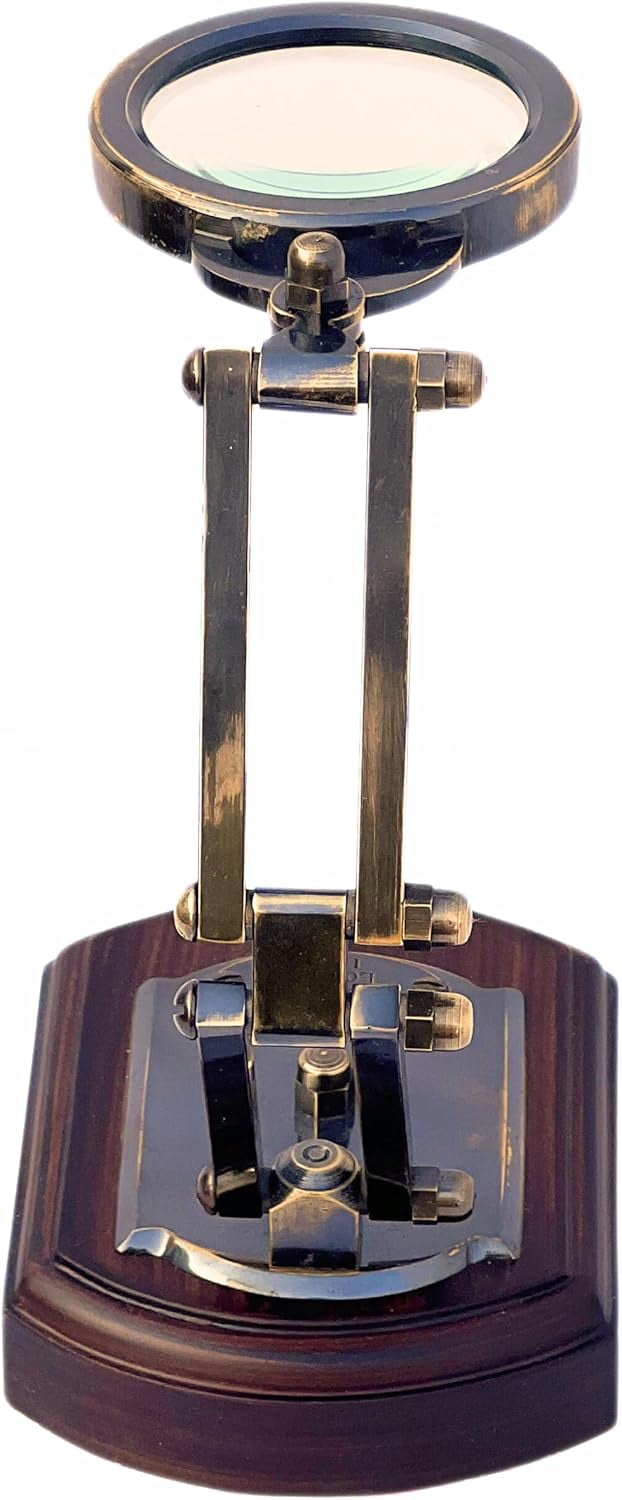 Antique Brass Magnifying Glass – Vintage Design with Coated Lens, Perfect for Reading News, Maps, and Optical Use, Unique Decorative Piece for Home & Desk Décor
