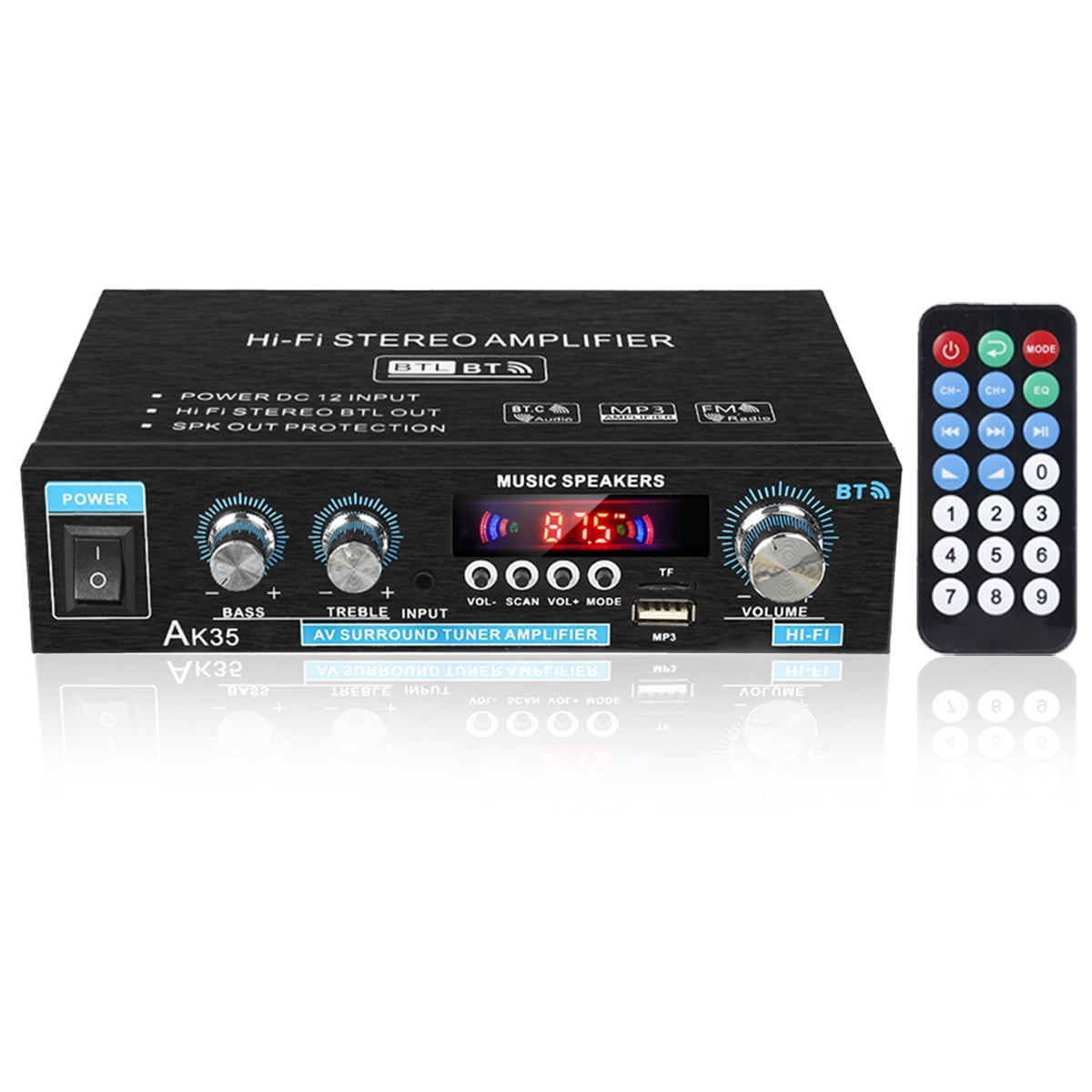 Compact Home Theater Amplifier Stereo Receiver with Bluetooth Wireless Streaming 
