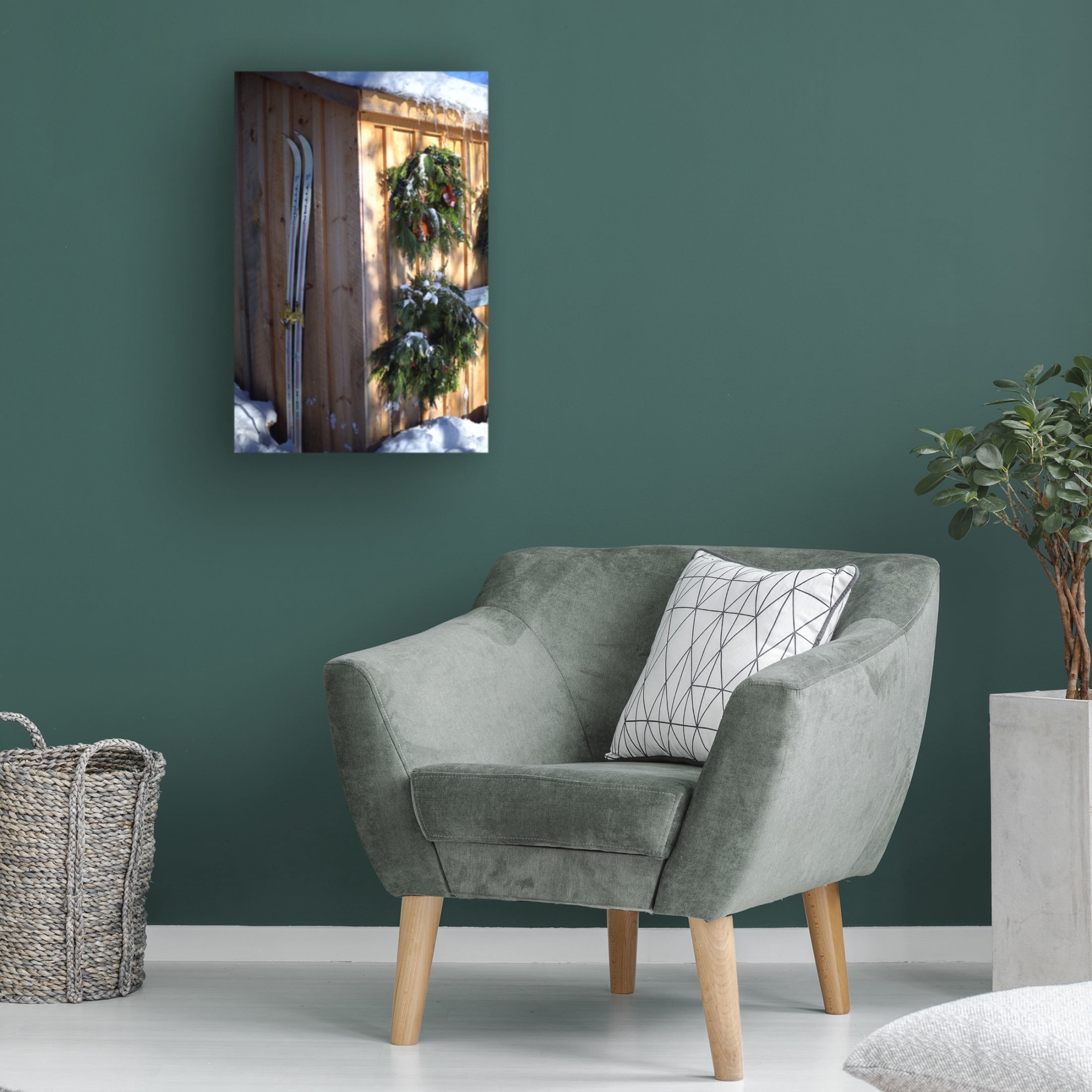 Canvas Wall Art - Clive Branson 'Skis On Shed' Wall Art for Living Room, Bedroom, or Office Décor by Trademark Fine Art - 12 x 19 Inches