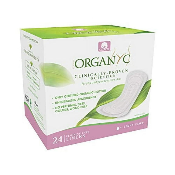 Organyc 100% Certified Organic Cotton Folded Panty Liner, Light Flow No Artificial Flavor, 24 Count