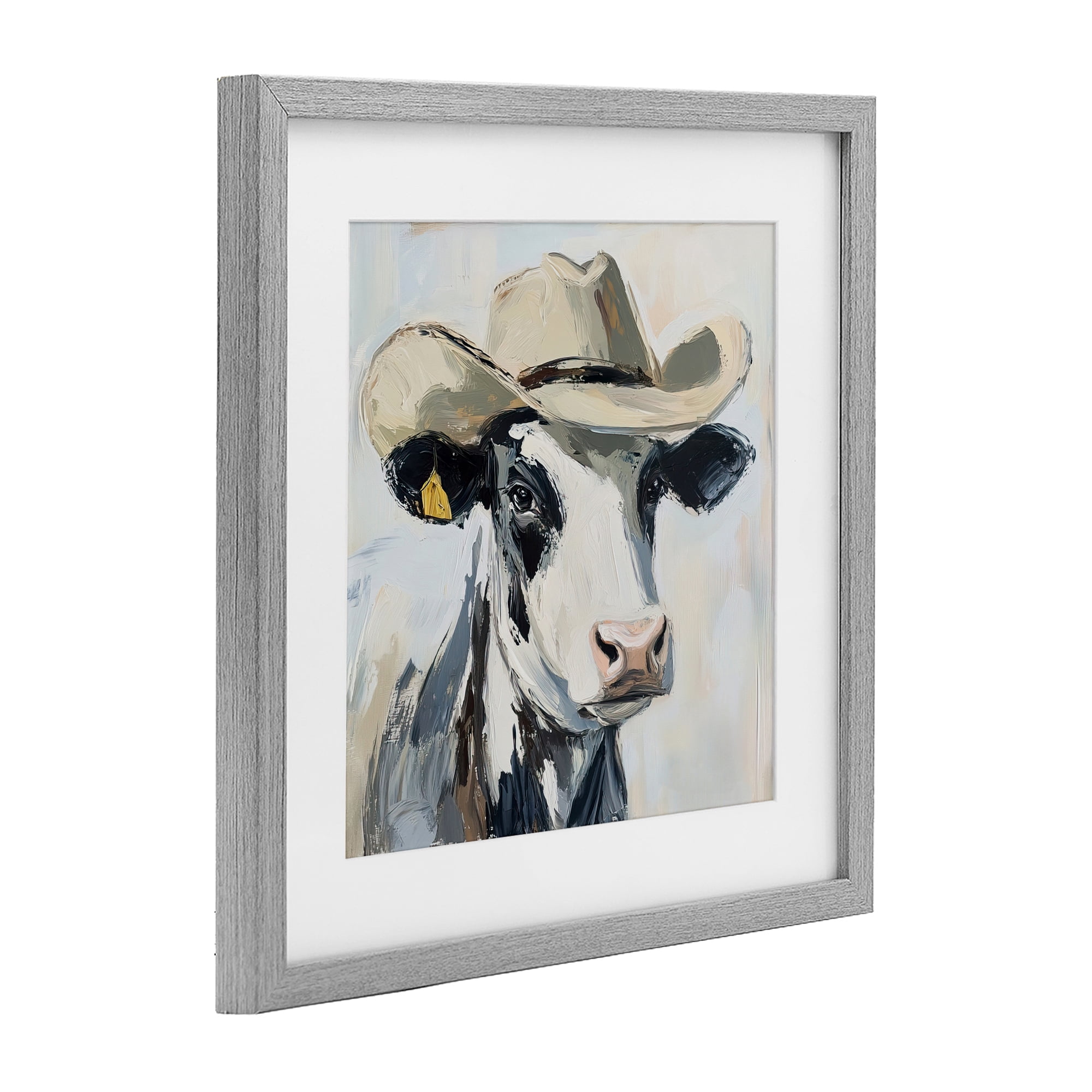Stupell Industries Cowboy Carl Cow Gray Framed Print Under Glass, design by Tina LeCour