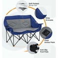 thumbnail image 6 of Double Oversized Camping Loveseat Chair – 2 Person Portable Folding Outdoor Lawn Chair with Cup Holder, Blue, 6 of 6