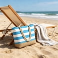 thumbnail image 5 of LEFXSMR Beach Bags for Women, Beach Bags Waterproof Sandproof with Striped Design, Portable Washable Tote Bag for Swim Pool & Outdoor Use, Sky Blue, 5 of 7