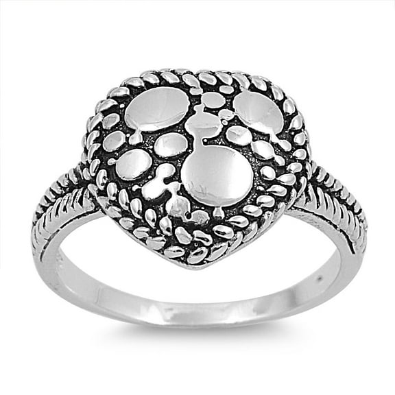 925 Sterling Silver Bubble Heart Ring Size 7