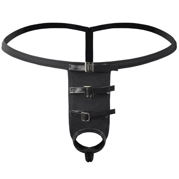 Summercome Men's Sexy Thong Pouch Underwear Seamless Chain Ring G-Strings Low Rise Butt-Flaunting Stretch Jock-Straps With Ball Pouch, Black