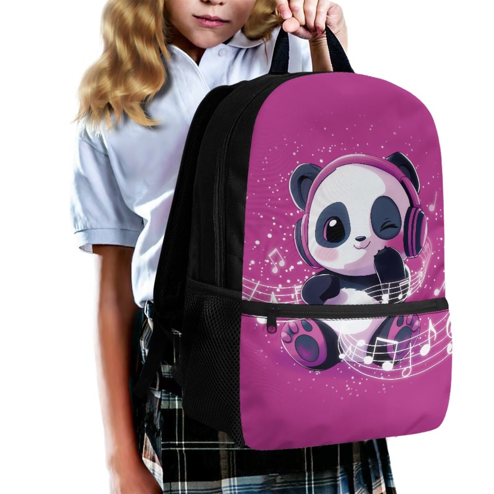 Mochila de Panda Lindo para Niñas de Primaria Púrpura Bolso Escolar para Preescolar Jardín de Infantes Mochila Resistente 3