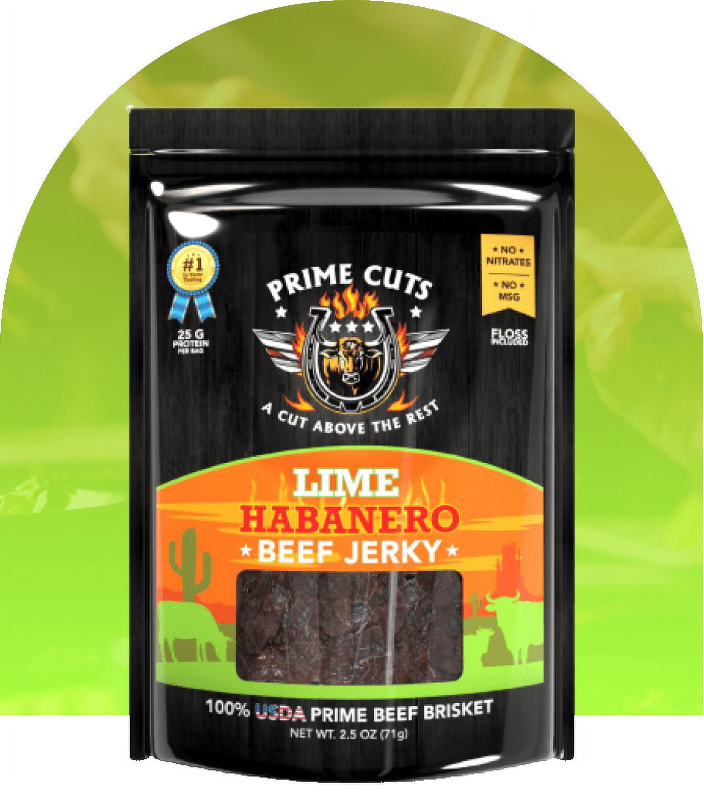 Prime Cuts Lime Habanero Beef Jerky | USDA Prime Brisket | Citrus and Fiery Heat Fusion | High-Protein, Low-Carb Snack | No Artificial Preservatives | Bold Flavor Adventure | Made in the USA