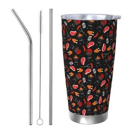 

Junzan BBQ for 20oz Stainless Steel Insulated Car Cup with Spillproof Lid - Insulated Coffee Mug Thermal Cup-Straw Three-piece Set