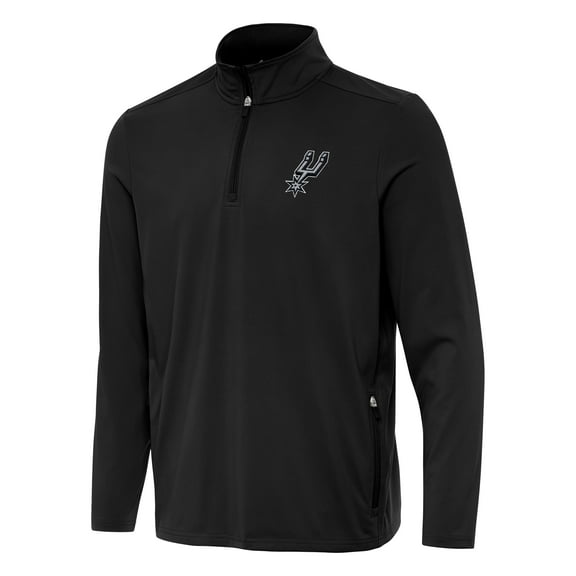 Men's Antigua Black San Antonio Spurs Perilous Quarter-Zip Sweatshirt