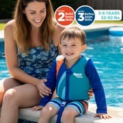 Aqua SwimSchool Grow-with-Me Swim Vest, Ages 3-6, 32-50 lbs, Blue