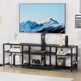 thumbnail image 5 of TV Stand with Mount and Power Outlet, Height Adjustable Entertainment Center with Storage Shelves for 32/55/65/70/75 inches Televisions, Console Table for Living Room, Bedroom, Matte Black, 5 of 7