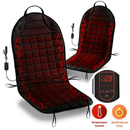 Zone Tech 2 Pack 12V Heated Car Seat Cushion Adjustable Temperature Heating Pad Pain