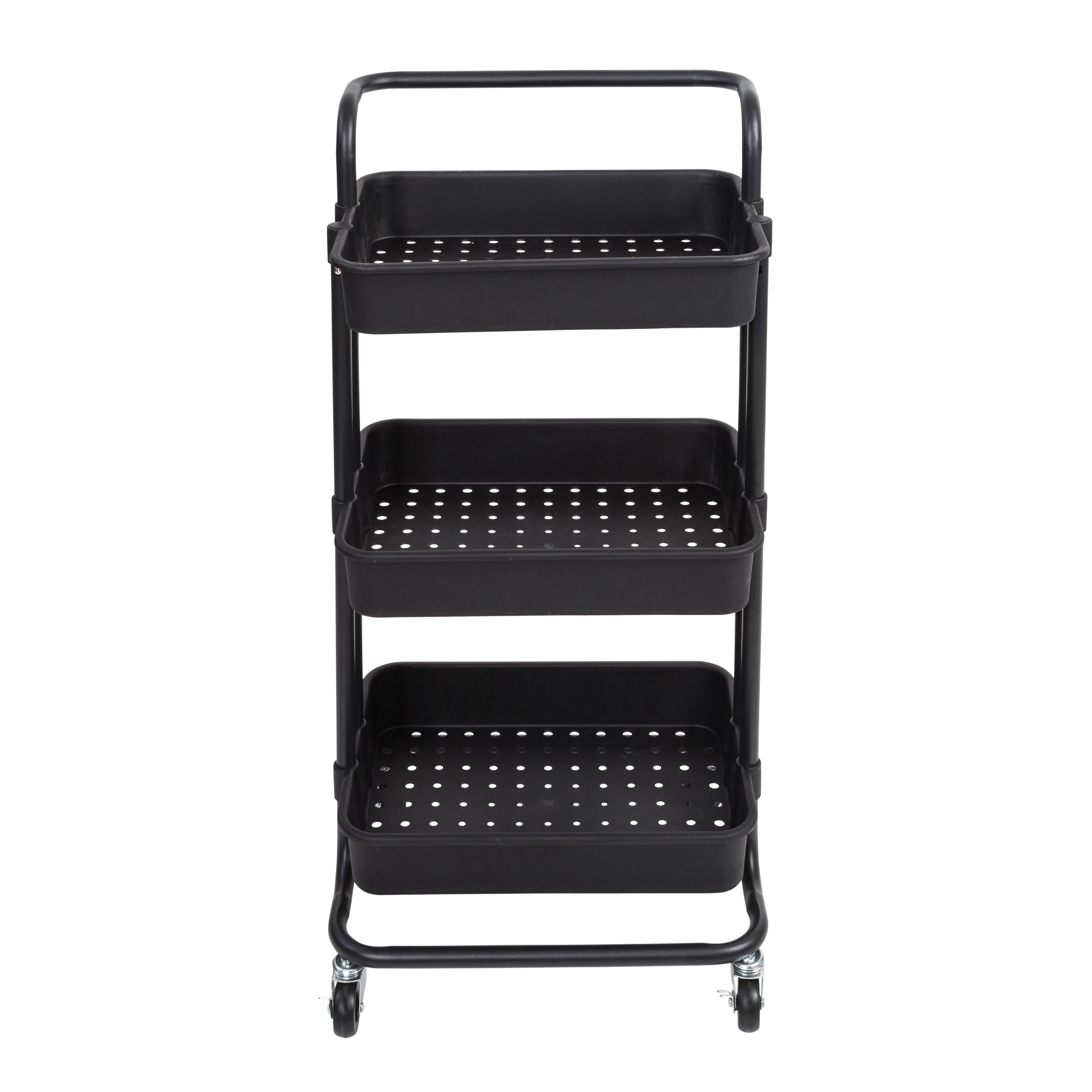 Honey Can Do, 3 Tier Rolling Craft Cart With Handle, Black
