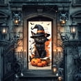 thumbnail image 4 of Lilixerw Halloween Door Banner, Black Cat Witch Hat Pumpkin Bat Maple Leaf Print, for Entry Door, Wall, Porch and Party Backdrop Decoration, 70.8x35.4 inch, 4 of 6