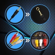 SatelliteSale Auxiliary 3.5mm Audio/Video Jack to 3 RCA Composite Aux Cable Universal Wire PVC Black Cord 6 feet