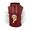 thumbnail image 6 of YOIAVAIOY Hoodie with Dog Pouch for Men Color Block Raglan Kangaroo Pouch Hoodies Casual Cozy Soft Pet Hooded Sweatshirt Wine XL, 6 of 6