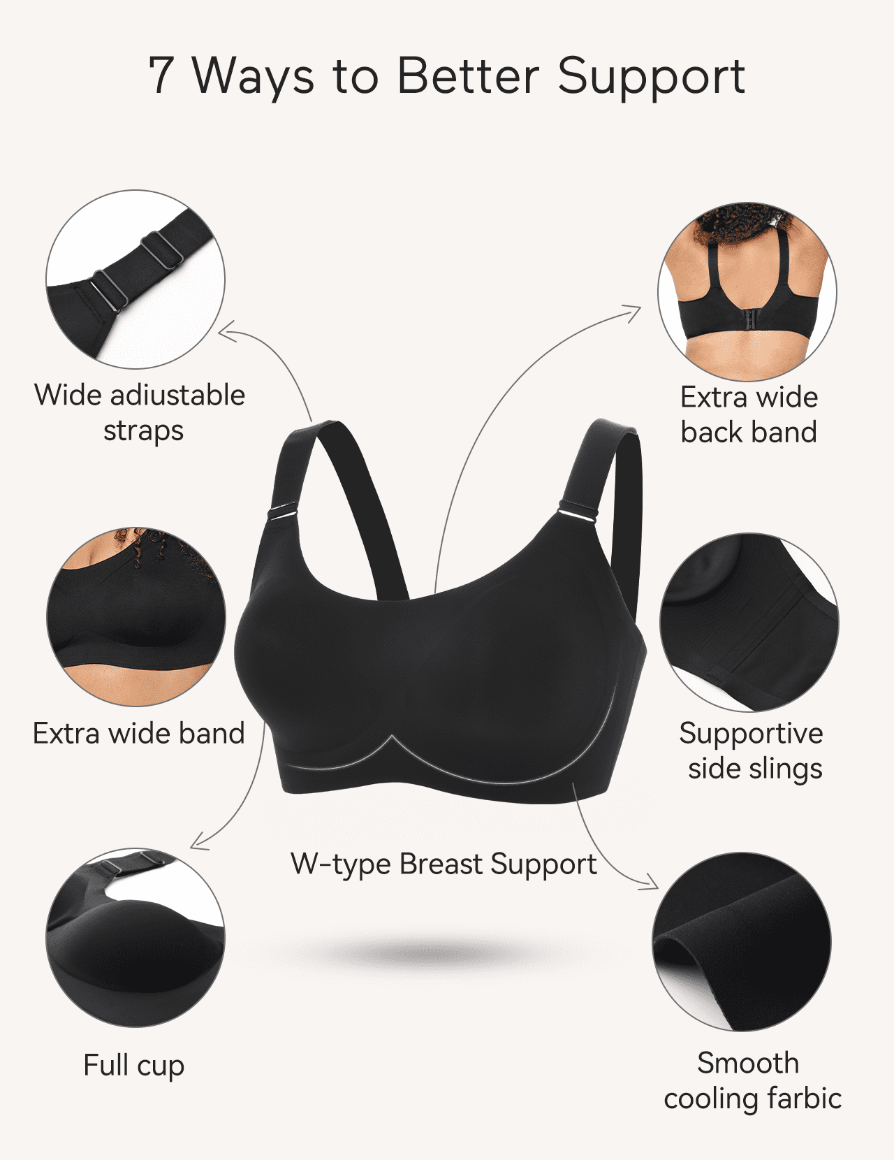 Momcozy Seamless Bra for Women, Wireless Invisible Support Bra, Comfortable Soft Adjustable, Black