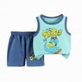 thumbnail image 4 of Nwiuh Toddler Boys 2 PCS Tank Top and Shorts Set Cotton Sleeveless Shirts and Shorts Summer Outfits (Blue, 9-18 Months), 4 of 4