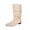Beige, variant on Women's Slouchy Knee High Boots, Pointed Toe Low Heel Pull On Tall Faux Suede Boots, Ruched Wide Calf Fall Winter Dress Boots