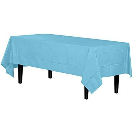 

12-Pack Premium Plastic Tablecloth 54In. X 108In. Rectangle Table Cover - Sky Blue