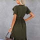 thumbnail image 1 of Vestido Largo con Cuello Redondo de Color Liso Vestido con Lazo en la Cintura Vestido con Volantes de Manga Corta Dobladillo con Volantes Irregulares Corte Ajustado ANGGREK Otros, 1 of 8