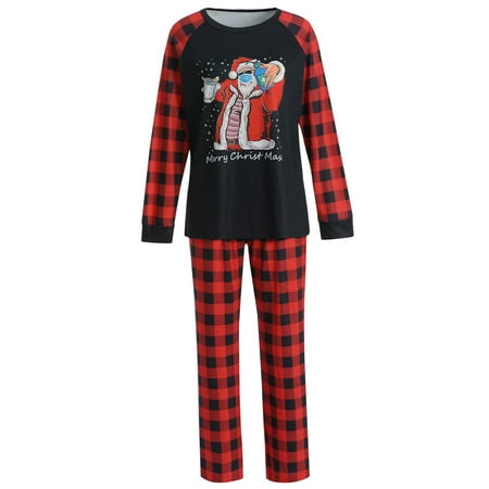 

Canrulo Family Matching Christmas Pajamas Sets Xmas Nightwear Tops and Long Pants Loungewear Sleepwear 2PCS Outfits Red Mother XL