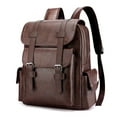 thumbnail image 2 of HengDidi Vintage PU Leather Laptop Backpack - Waterproof Anti-Scratch Large Capacity Bag for 15.6" Notebooks, Work Travel & Campus Essentials (15x13x4.7in), 2 of 7