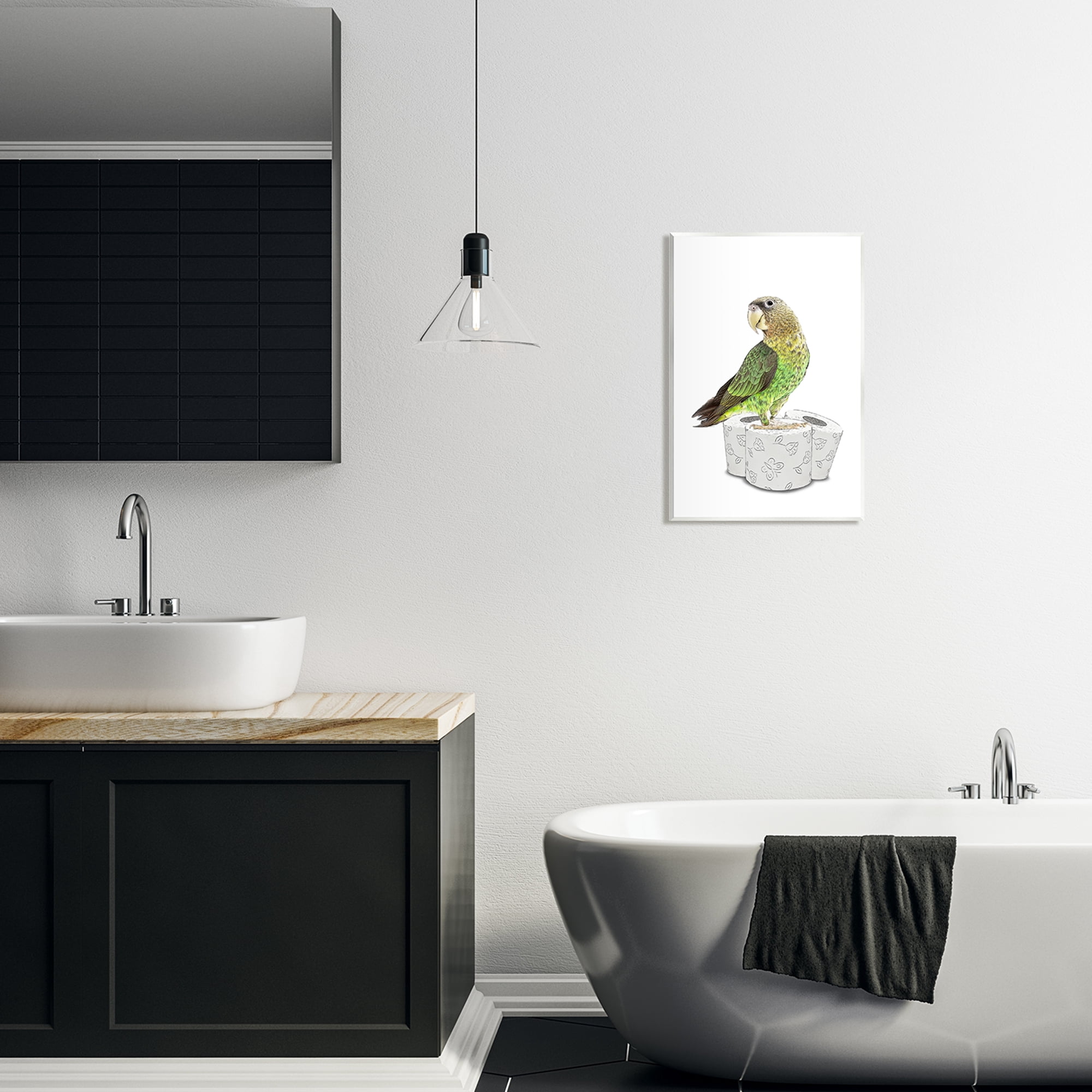 Stupell Industries Parrot Perched Toilet Paper Rolls Animals & Insects Painting Unframed Art Print Wall Art