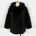 thumbnail image 6 of Thicken Faux Fur Jacket for Women Long Sleeve Mid-Length Coat Warm Winter Jackets Black 2XL, 6 of 7